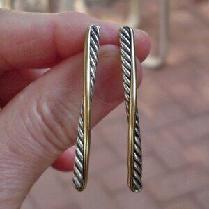 Rare & Retired David Yurman Crossover Stick Earrings - 18K/925 - DY Backs